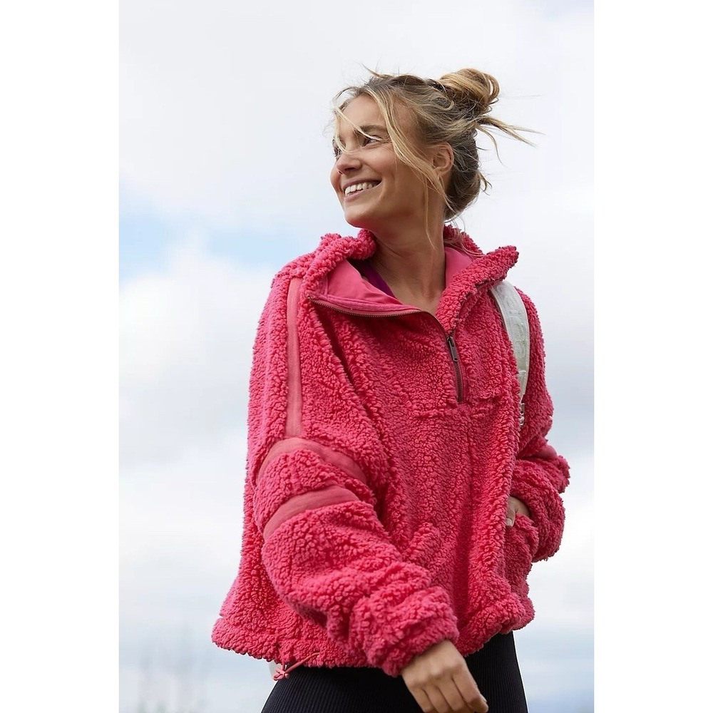 NWT Free People Movement Malibu Pink Fluffy Pullover Sweater Women XS Sinch $98